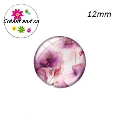 X2 cabochons fleurs ton pastel 12mm