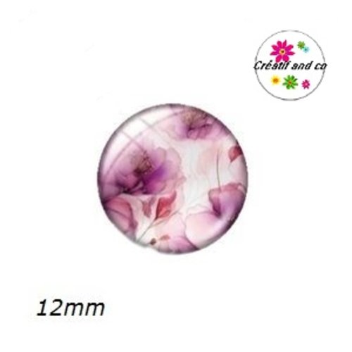 X2 cabochons fleurs ton pastel 12mm
