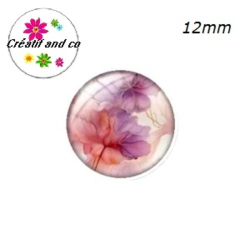 X2 cabochons fleurs ton pastel 12mm