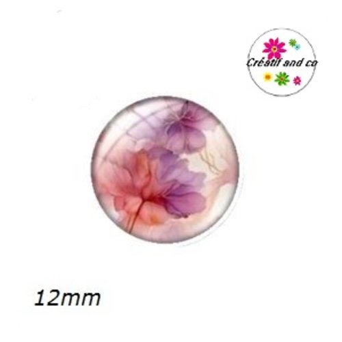 X2 cabochons fleurs ton pastel 12mm