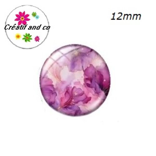 X2 cabochons fleurs ton pastel 12mm