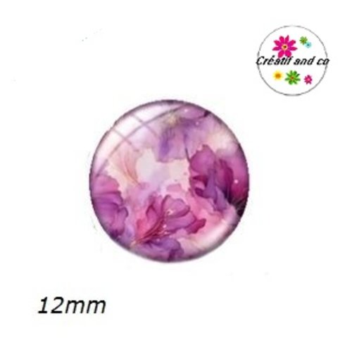 X2 cabochons fleurs ton pastel 12mm