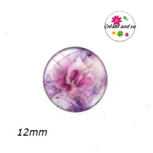 X2 cabochons fleurs ton pastel 12mm