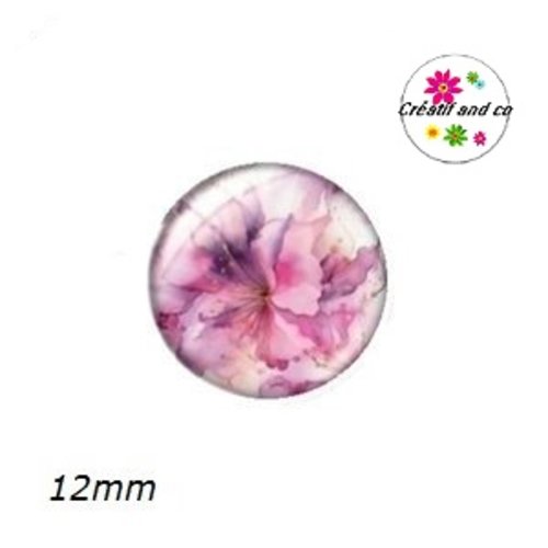 X2 cabochons fleurs ton pastel 12mm