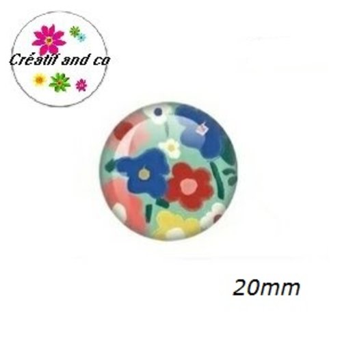 Cabochon fleurs abstraites  20mm