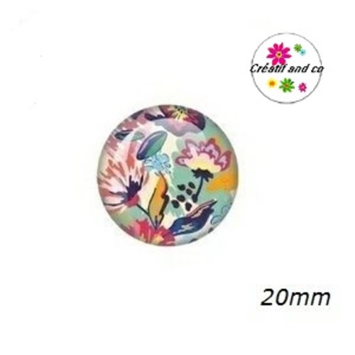 Cabochon fleurs abstraites  20mm