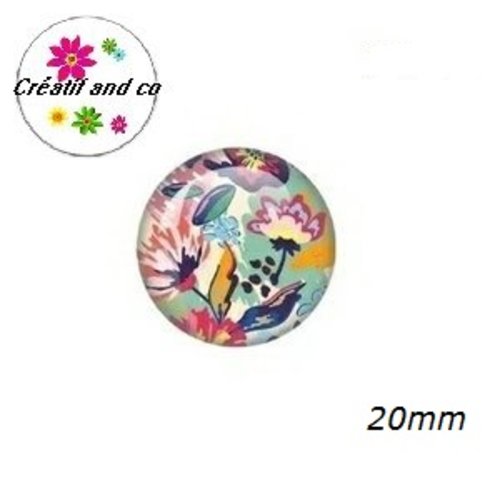 Cabochon fleurs abstraites  20mm