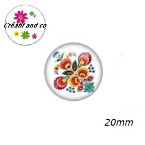 Cabochon motif d'art folklorique  20mm