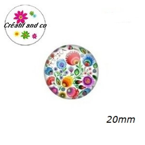 Cabochon motif d'art folklorique  20mm