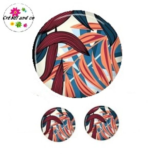 Lot cabochon motif feuille 25mm et 2 cabochons 12mm