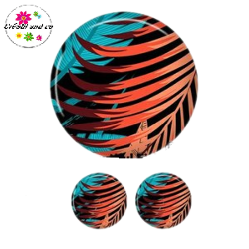 Lot cabochon motif feuille 25mm et 2 cabochons 12mm