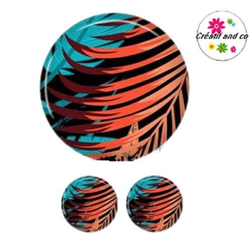 Lot cabochon motif feuille 25mm et 2 cabochons 12mm