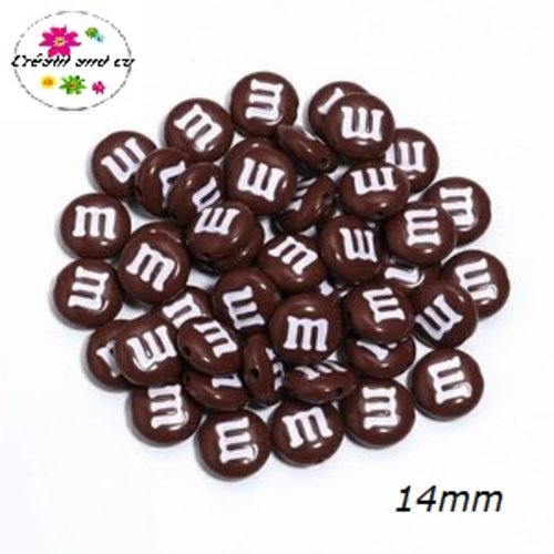 X5 perles m§ms marrons 14mm