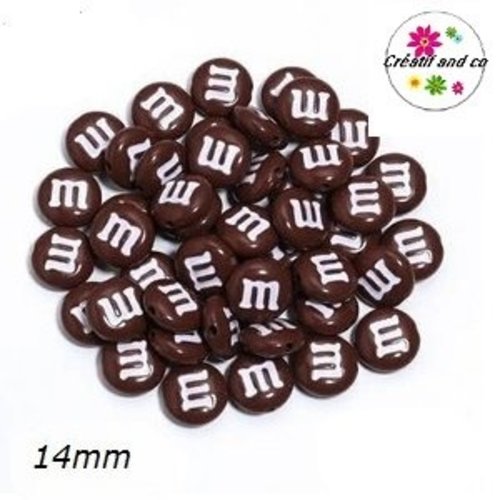 X5 perles m§ms marrons 14mm