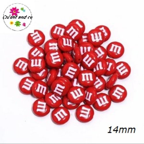 X5 perles m§ms rouges 14mm