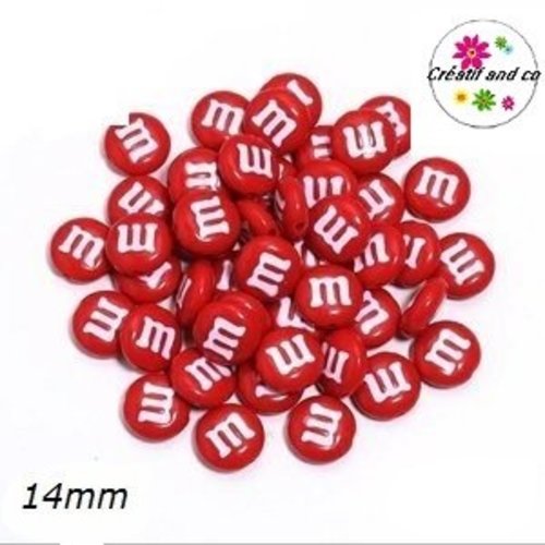 X5 perles m§ms rouges 14mm