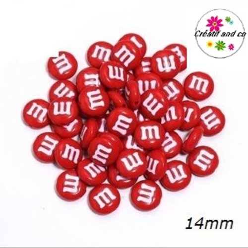 X4 perles m§ms rouges 14mm