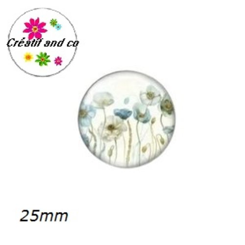 Cabochon fleur bleue 25mm