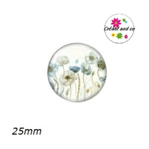 Cabochon fleur bleue 25mm