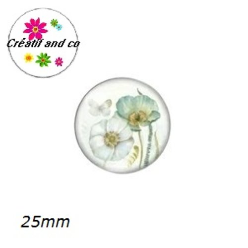 Cabochon fleur bleue 25mm