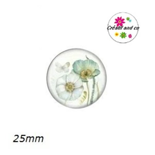 Cabochon fleur bleue 25mm