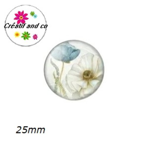 Cabochon fleur bleue 25mm