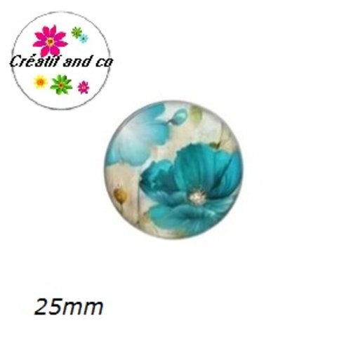 Cabochon fleur bleue 25mm