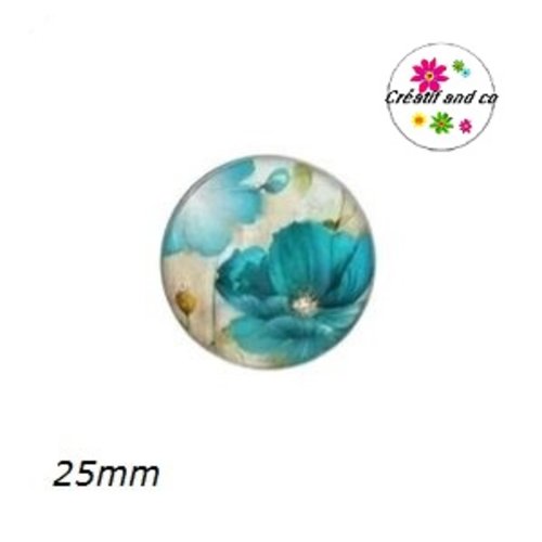 Cabochon fleur bleue 25mm