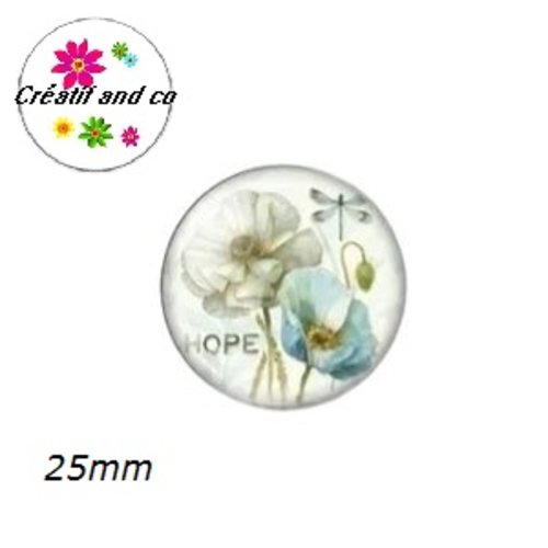 Cabochon fleur bleue 25mm