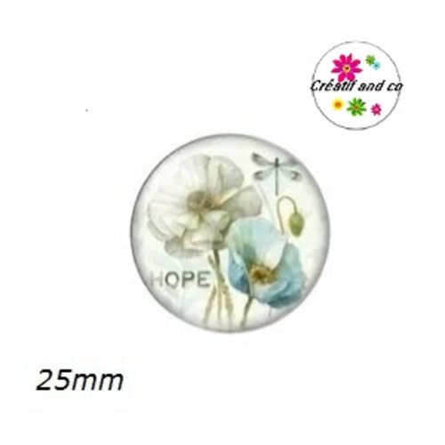Cabochon fleur bleue 25mm