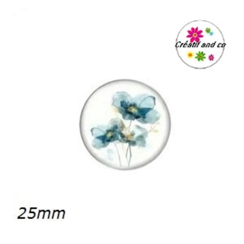 Cabochon fleur bleue 25mm