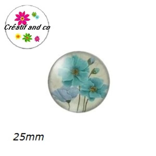 Cabochon fleur bleue 25mm