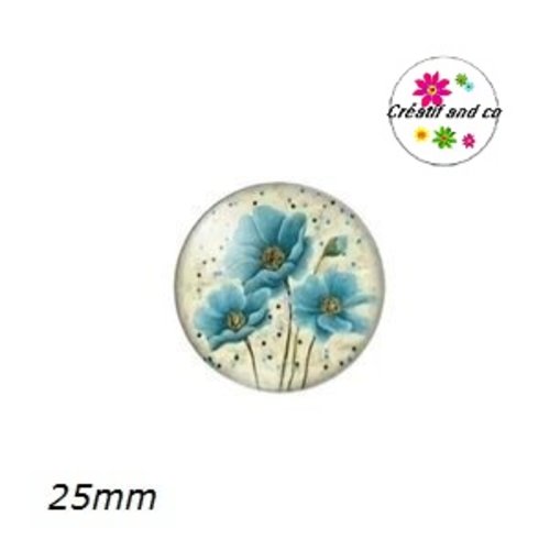 Cabochon fleur bleue 25mm
