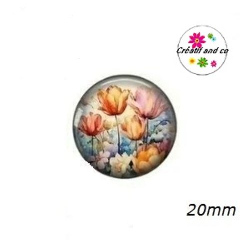 Cabochon peinture d'art florales à l'aquarelle  20mm