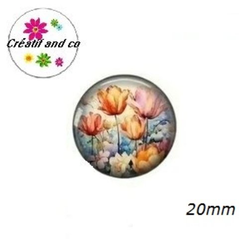 Cabochon peinture d'art florales à l'aquarelle  20mm