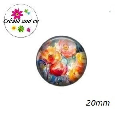 Cabochon peinture d'art florales à l'aquarelle  20mm