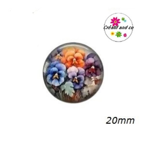 Cabochon peinture d'art florales à l'aquarelle  20mm