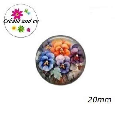 Cabochon peinture d'art florales à l'aquarelle  20mm