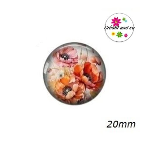 Cabochon peinture d'art florales à l'aquarelle  20mm