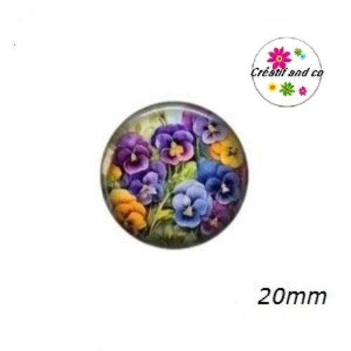 Cabochon peinture d'art florales à l'aquarelle  20mm