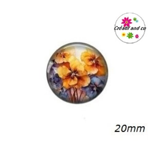 Cabochon peinture d'art florales à l'aquarelle  20mm
