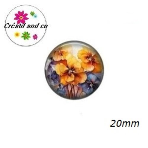 Cabochon peinture d'art florales à l'aquarelle  20mm