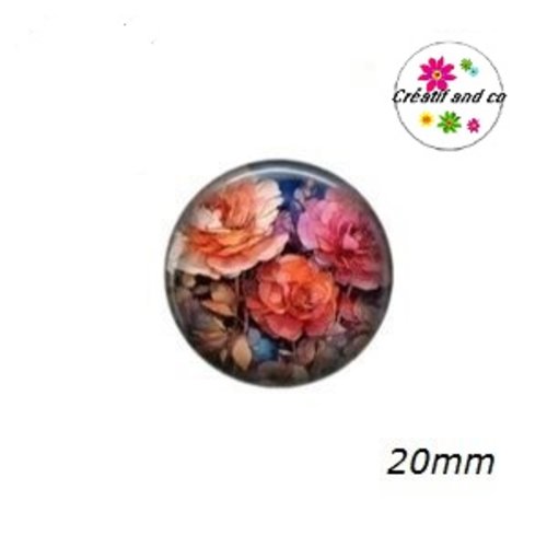 Cabochon peinture d'art florales à l'aquarelle  20mm