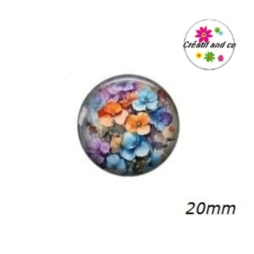 Cabochon peinture d'art florales à l'aquarelle  20mm