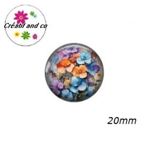 Cabochon peinture d'art florales à l'aquarelle  20mm