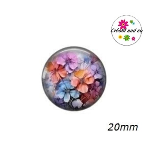 Cabochon peinture d'art florales à l'aquarelle  20mm