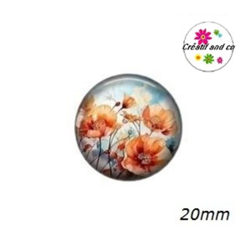 Cabochon peinture d'art florales à l'aquarelle  20mm