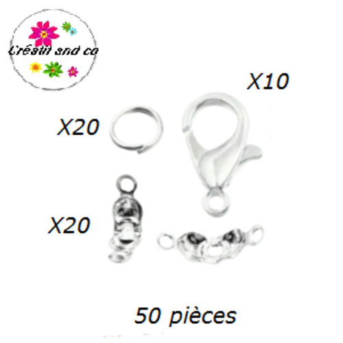 Kit apprêt métal argenté (50 pièces)