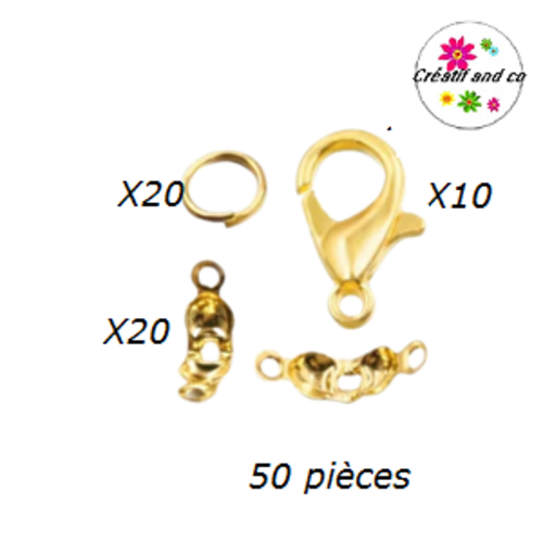 Kit apprêt métal doré (50 pièces)