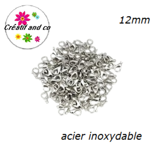 X10 mousquetons acier inoxydable 12mm